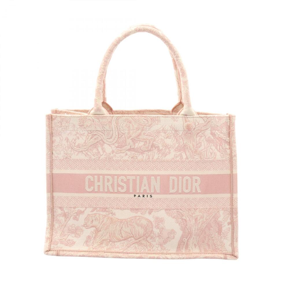 Dior Book Tote Toile de Jouy Canvas Bag Pink Ivory White - Picture 1 of 7